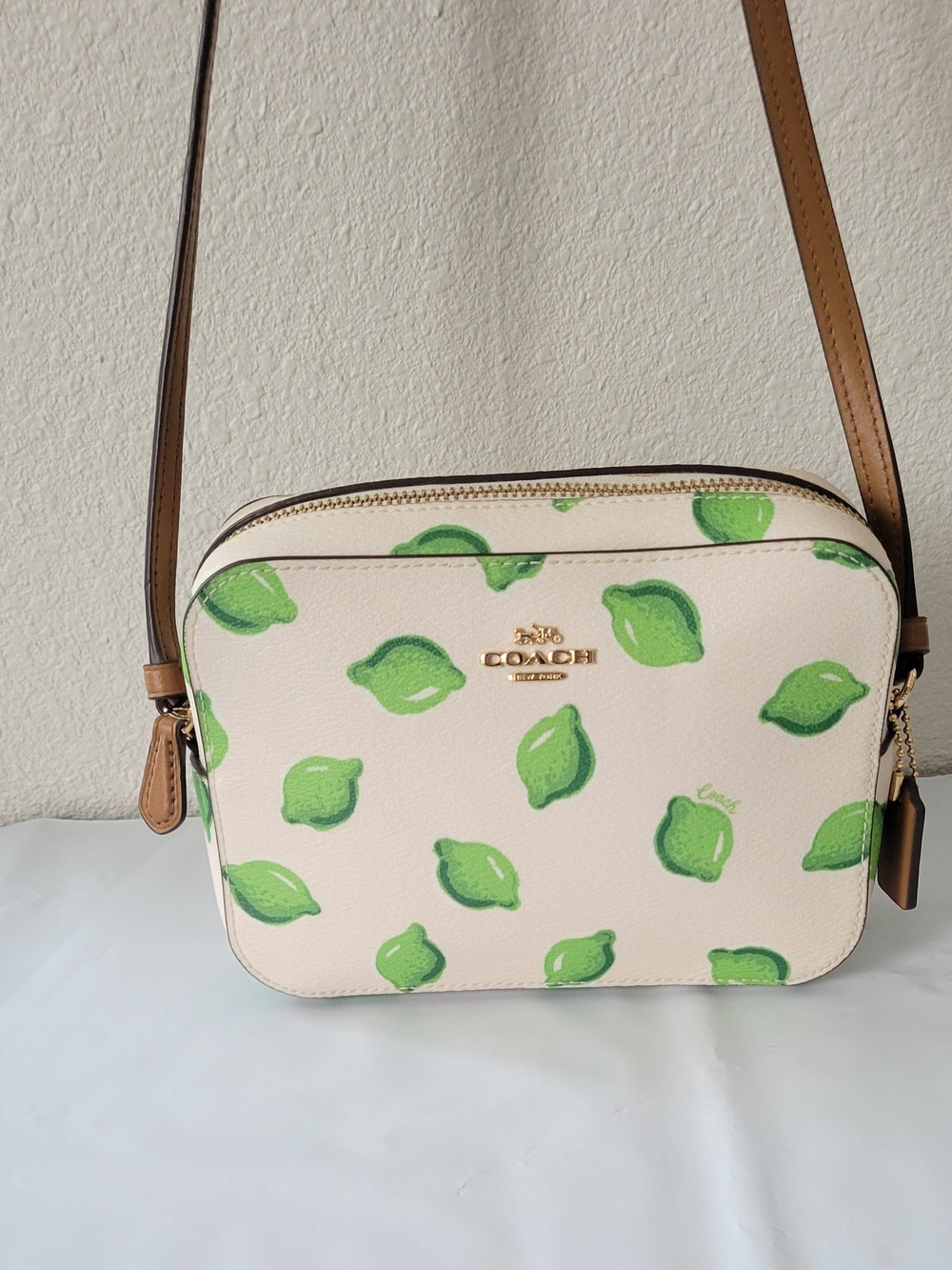 Coach Cream Crossbody Bag with Green Lemon Print